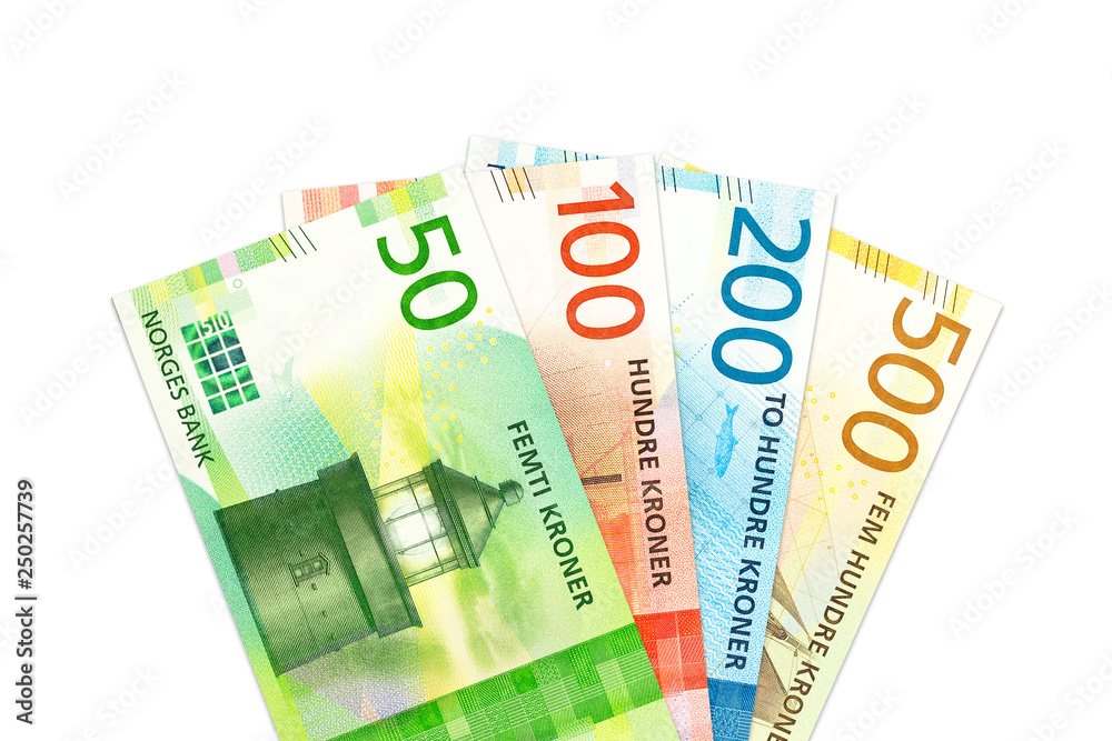 some new norwegian krone bank notes with copy space some new norwegian krone bank notes with copy space