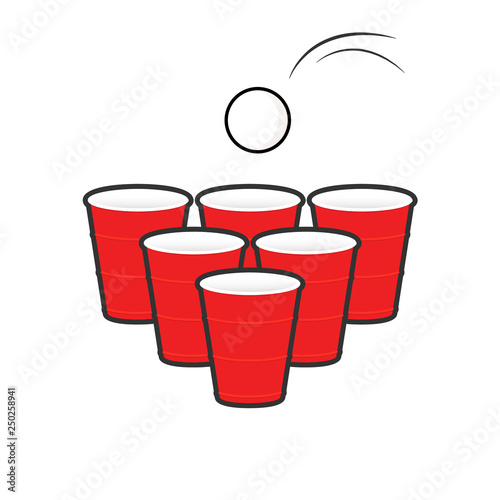 Beer pong set. Clipart image isolated on white background