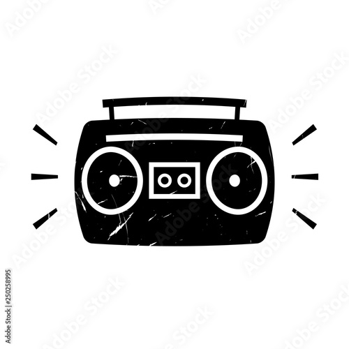 Boombox ghetto blaster grunge icon. Clipart image isolated on white background