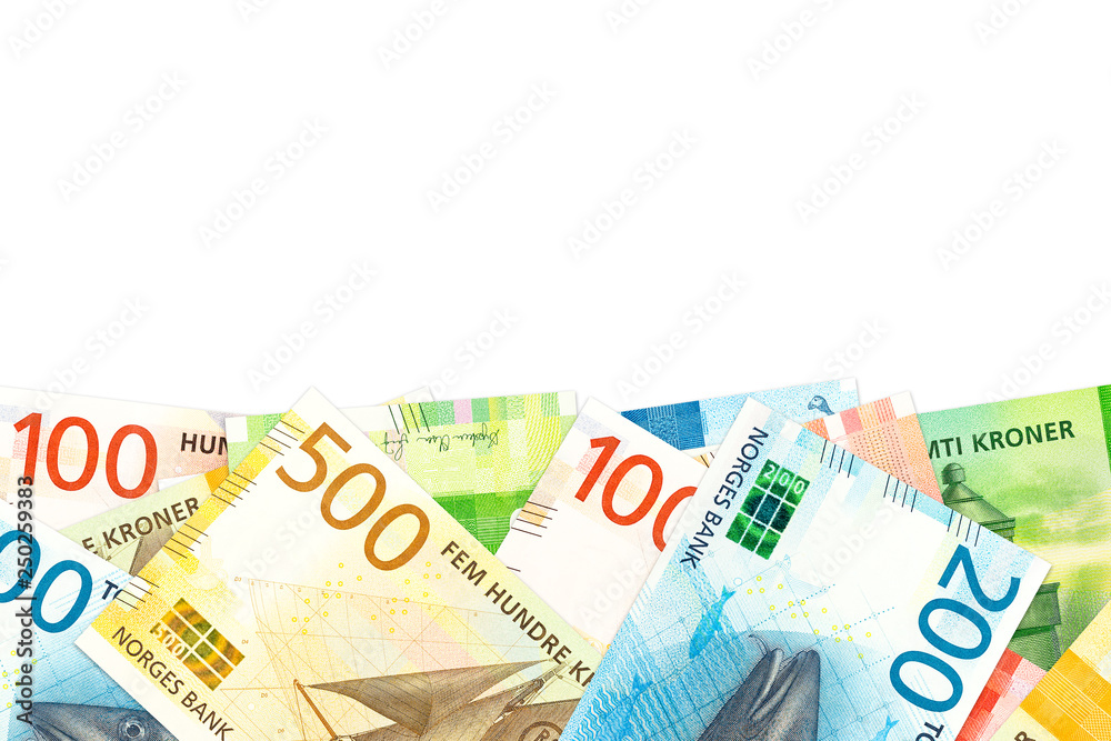 some new norwegian krone bank notes with copy space some new norwegian krone bank notes with copy space