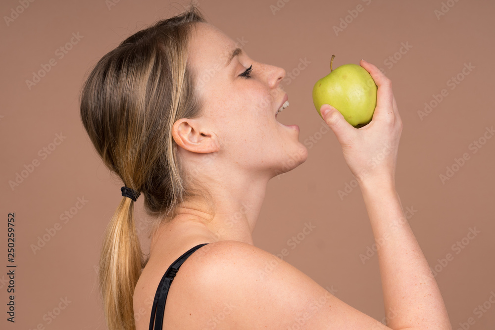 girl with an apple girl with an apple