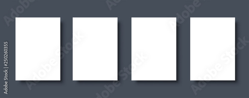 Empty white posters set. White black template.Vector illustration.