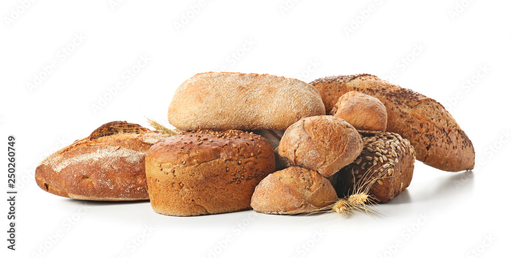 Loaves of fresh bread on white background Loaves of fresh bread on white background