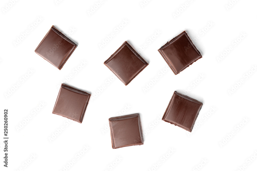 Chocolate bars stack isolated on white background