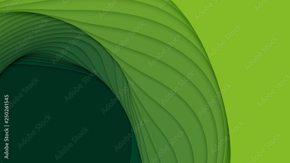 Vector 3D abstract background with paper cut shapes. Green carving art ...