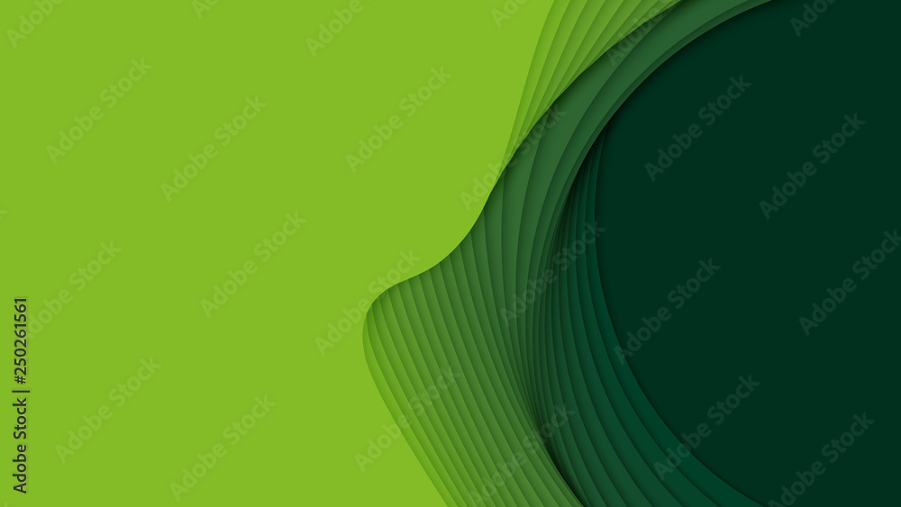 Vector 3D abstract background with paper cut shapes. Green carving art ...
