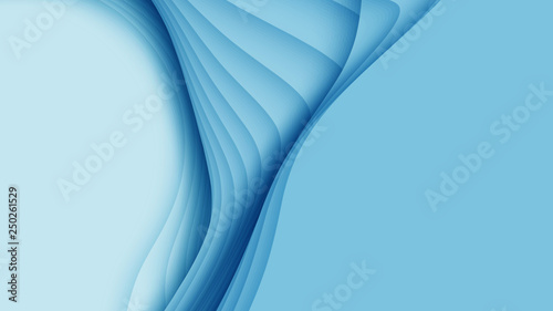 Vector 3D abstract background with paper cut shapes. Blue carving art. Paper craft landscape with gradient fade colors. Minimalistic design layout for business presentations, flyers, posters.