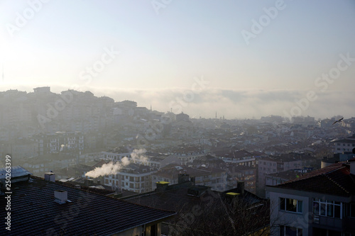 Heavy fog over Bosphorus in istanbul, Turkey