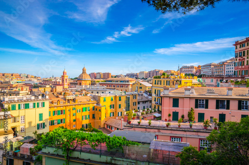 Panoramic view of Genoa in a beautiful summer day, Liguria, Italy