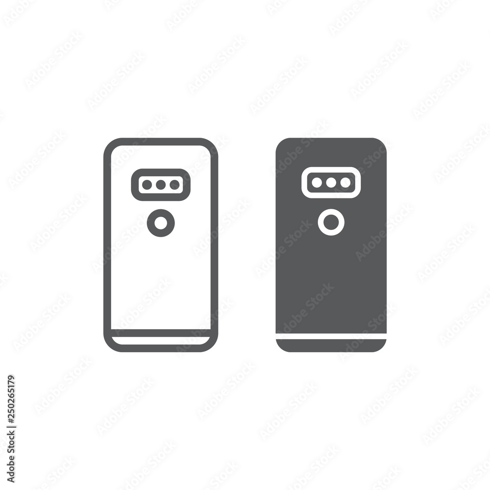 Smartphone with three camera line and glyph icon, gadget and communication, mobile phone sign, vector graphics, a linear pattern on a white background. Smartphone with three camera line and glyph icon, gadget and communication, mobile phone sign, vector graphics, a linear pattern on a white background.