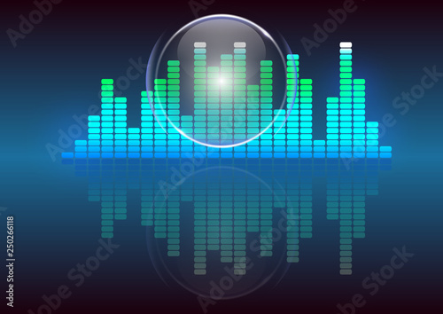 Abstract form of sound wave, digital equalizer, sound impulses of musical rhythm. Bright background for your design. Vector illustration