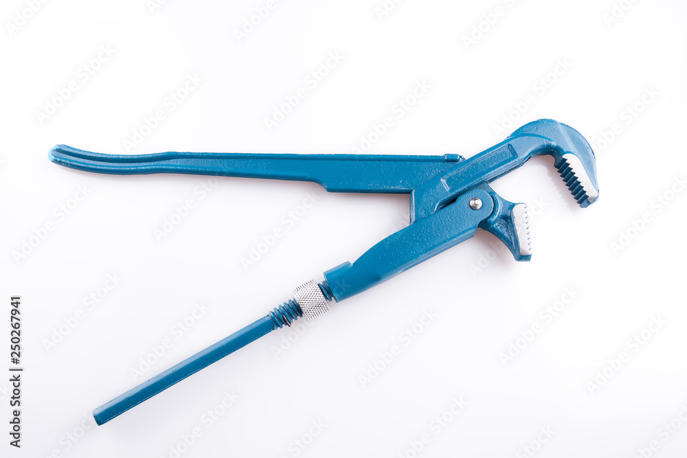 Adjustable pipe wrench, pliers, spanner or plumbing tool isolated on white background. Adjustable pipe wrench, pliers, spanner or plumbing tool isolated on white background.