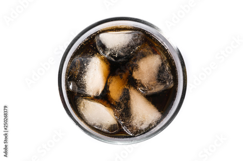 Soft drink cola glass for summer isolated on white background.