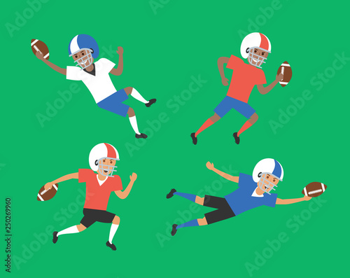 american football players cartoon set
