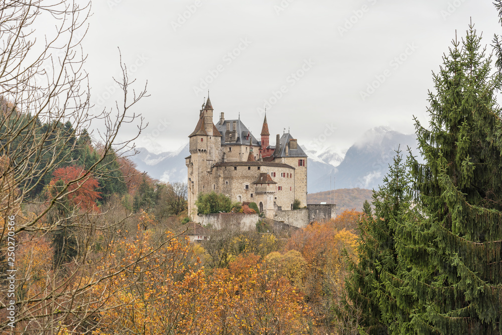 world-famous medieval Menthon Castle in the commune of Menthon-Saint-Bernard, in the Haute-Savoie, France