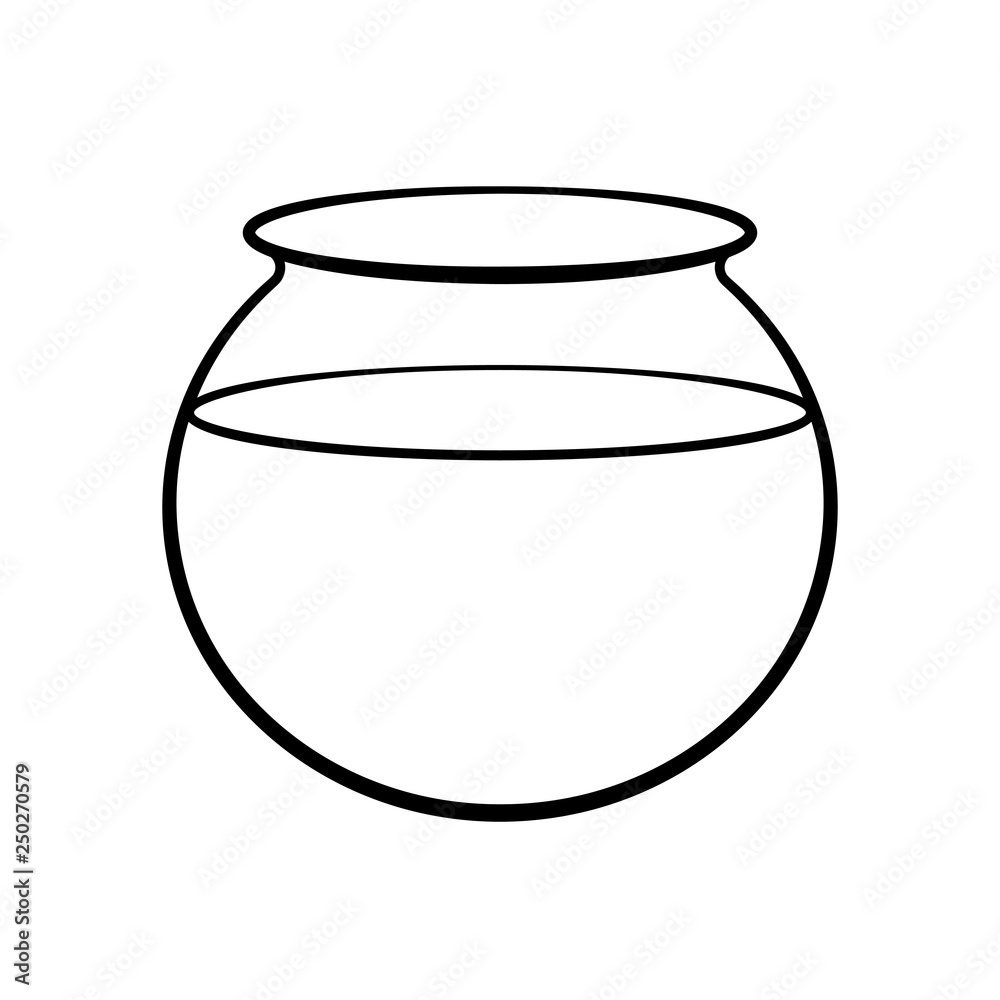 Empty fish bowl outline icon. Clipart image isolated on white background  Stock Vector