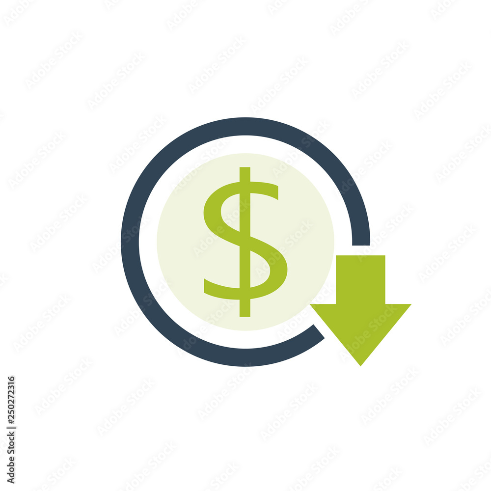 Reduce costs icon. Business clipart isolated on white background Reduce costs icon. Business clipart isolated on white background