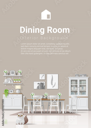 Interior background with dining room in modern rustic style   vector   illustration