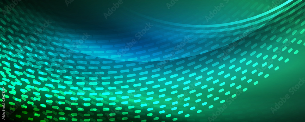 Glowing light particles in dark neon space, magic glow shiny abstract background Glowing light particles in dark neon space, magic glow shiny abstract background