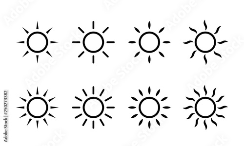 Sun vector sunshine line ic...