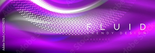 Fluid colors mixing glowing neon wave background, holographic texture