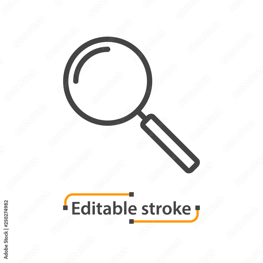 Magnifying glass line icon, search symbol. Editable stroke. Magnifying glass line icon, search symbol. Editable stroke.