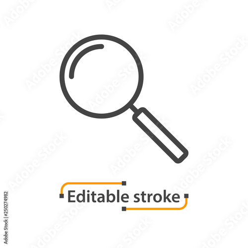 Magnifying glass line icon, search symbol. Editable stroke.