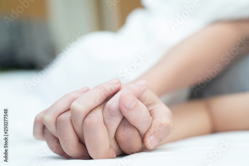 Fotografie Feeling on hands of passion couple having sex