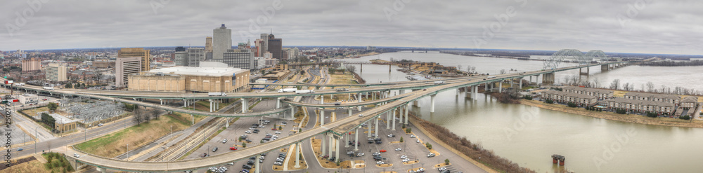Panorama of the Mississippi River and Memphis city center