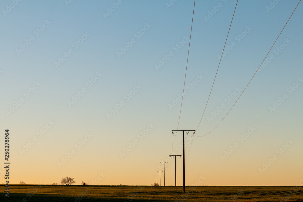 Power lines in the countryside