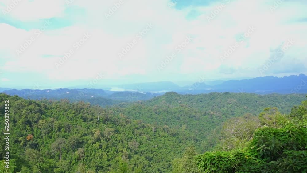 Scenic view of mountains viewpoint at khao Laem dam national park, River Kwai, Thong Pha Phum, Kanchanaburi, Thailand.