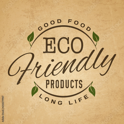 Natural organic food logo on paper background