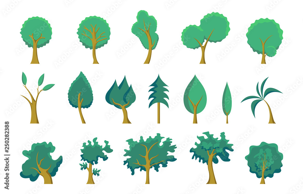 Tree Plant Green Nature Ecology Icon Symbol Set