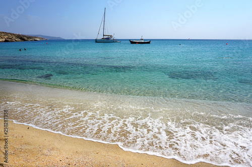 Kalafatis beach is a beautiful Mykonos beach in the Cyclades islands photo