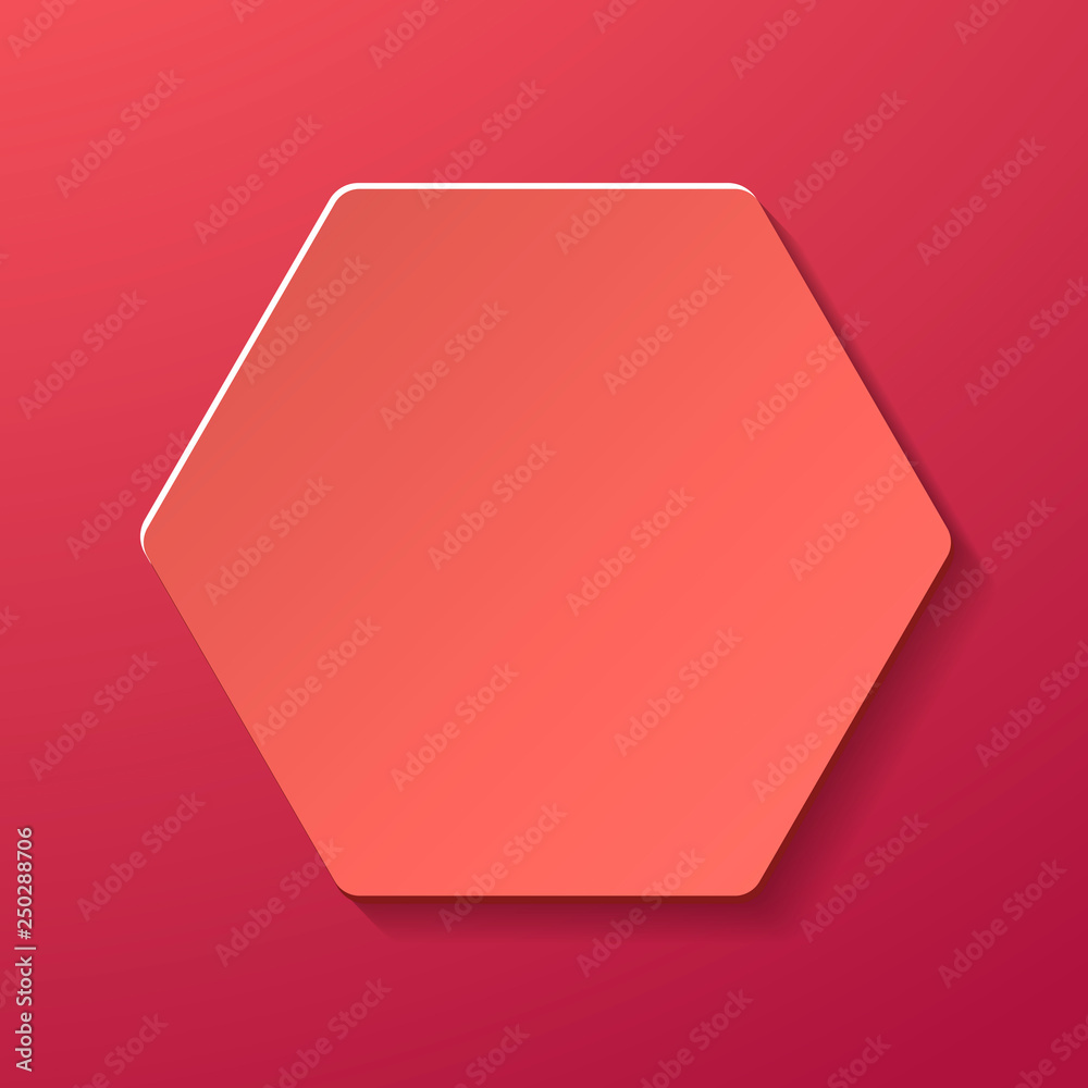 Modern vector image with paper hexagon in coral color. Modern vector image with paper hexagon in coral color.