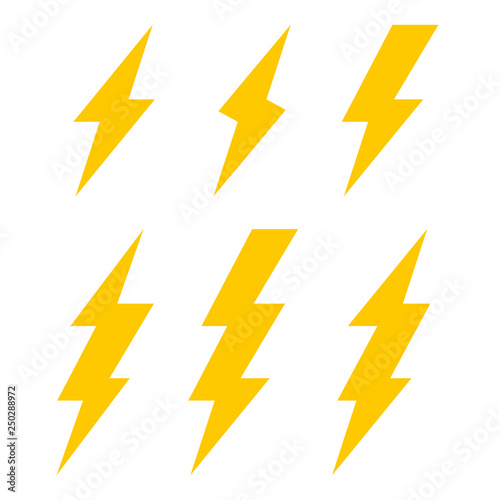 Lightning bolt icons. Thunderbolt. Vector set