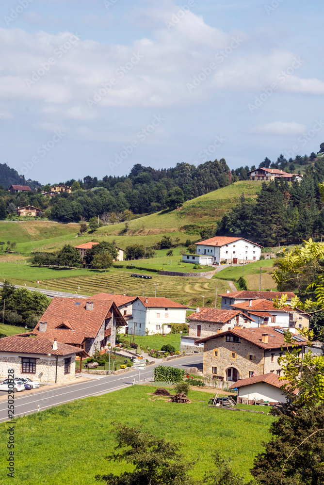 Rural town in the spanish basque country on a suuny day