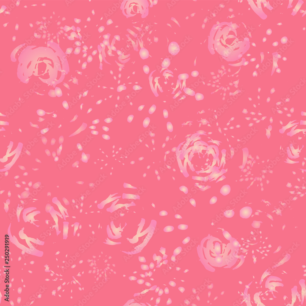 Pink abstract floral background with holographic effect.