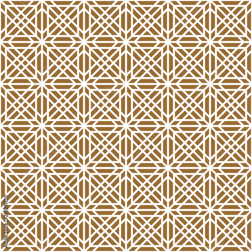 Seamless traditional Japanese ornament.Golden color background.White lines.