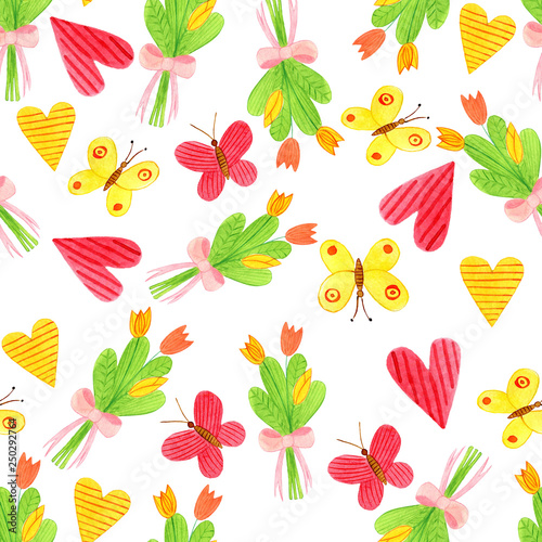 seamless floral pattern with butterflies