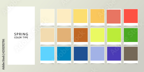 Sasonal color types for women - Spring color swatches for clothing and makeup