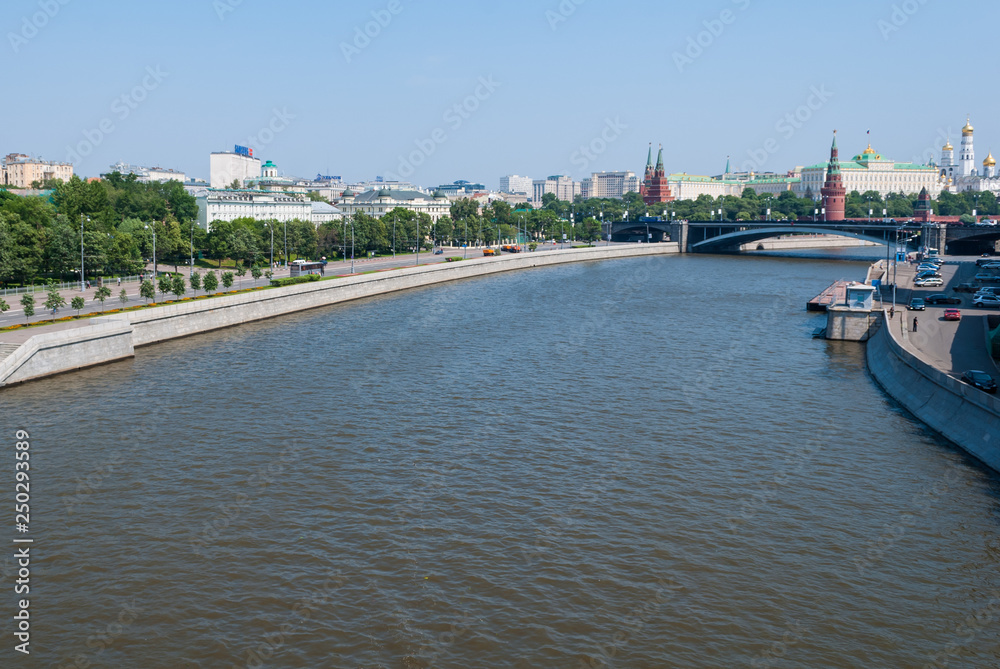 View on Moscow Kremlin from the bridge across Moskva river