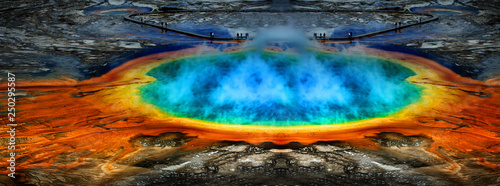 Fotografia, Obraz Grand Prismatice Pool Steam Yellowstone Tour Sight