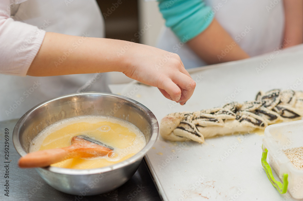Manufacture of dough products. Hands closeup Manufacture of dough products. Hands closeup