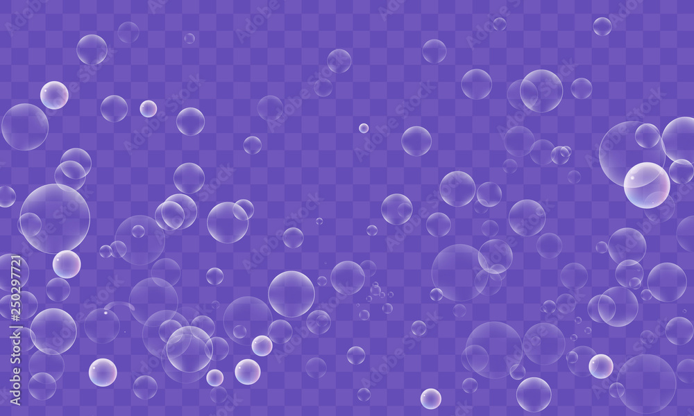 Bubble texture with transparency. Bubbly and soapy background. 