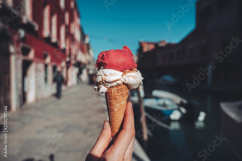 Traditional italian ice cream, Venize, Italy photo