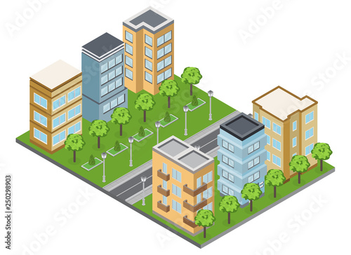 Suburb Buildings Illustration