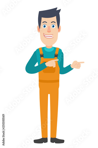 Worker pointing something beside of him