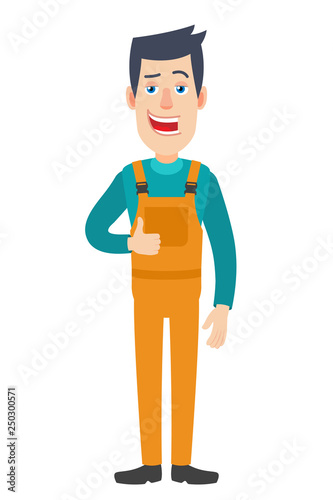 Worker showing thumb up