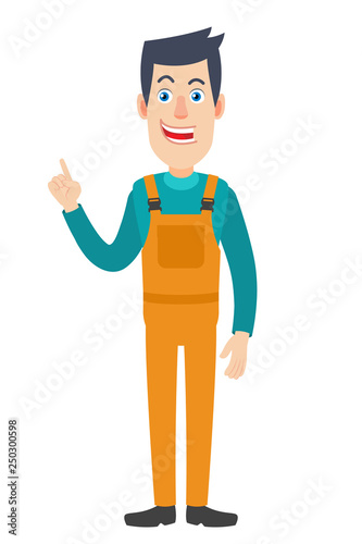 Worker pointing up